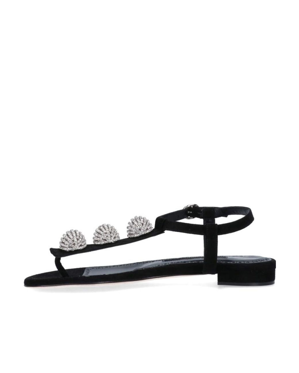 Manolo Blahnik White Embellished Buckle-Fastened Sandals