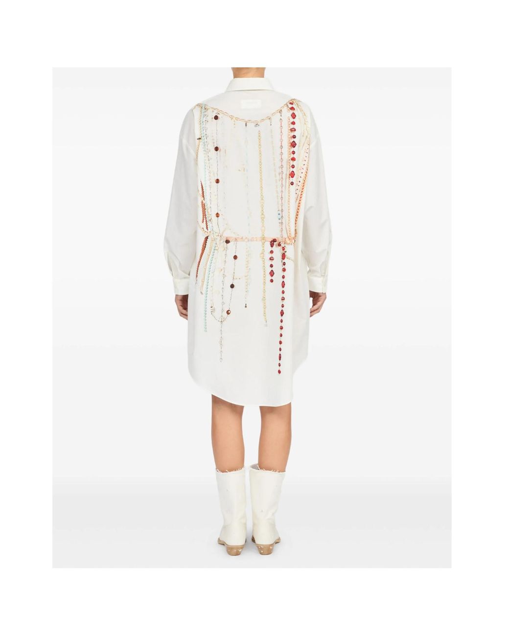 MM6 by Maison Margiela White Embellished Oversized Shirt Dress