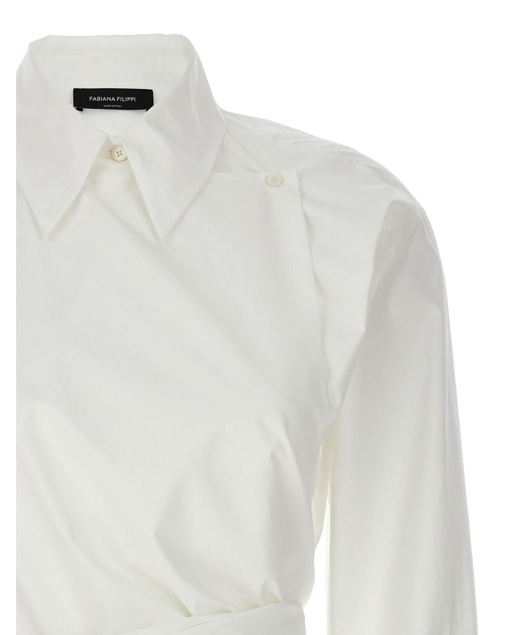 Fabiana Filippi White Wrap-Designed Long-Sleeved Shirt