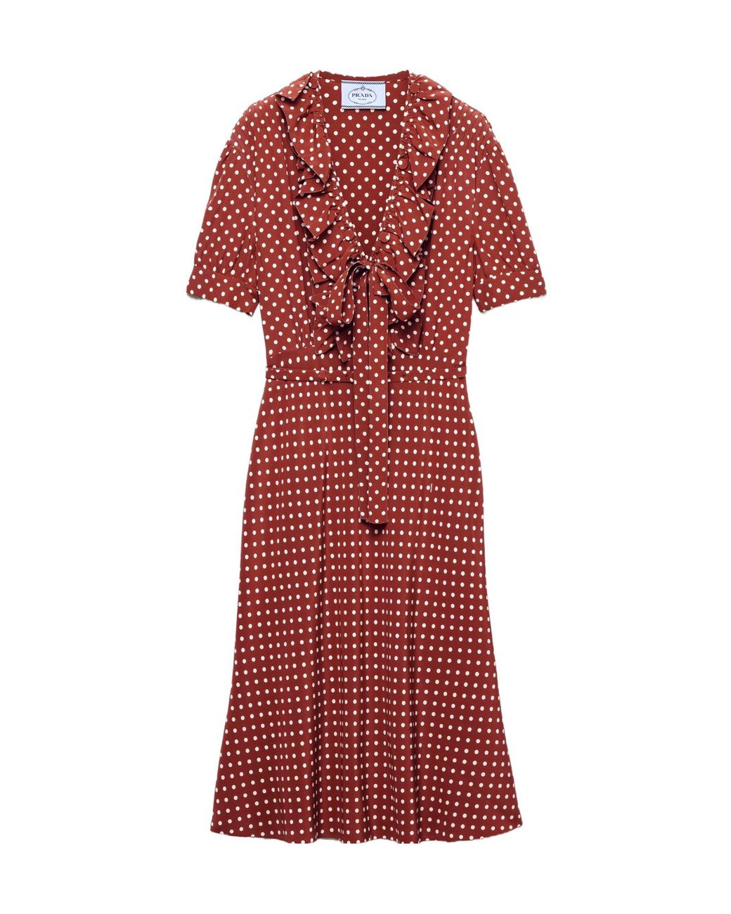 Prada Red Polka-Dot Print Marocain Dress