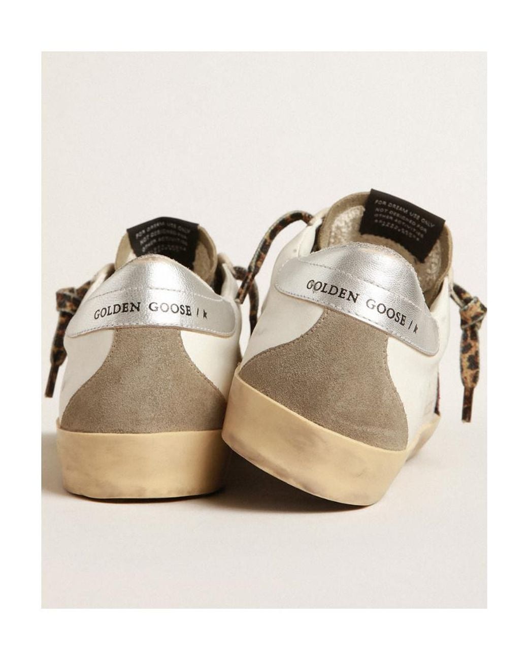 Golden Goose Deluxe Brand Brown Super-Star With Burgundy Glitter Star And Heel Tab