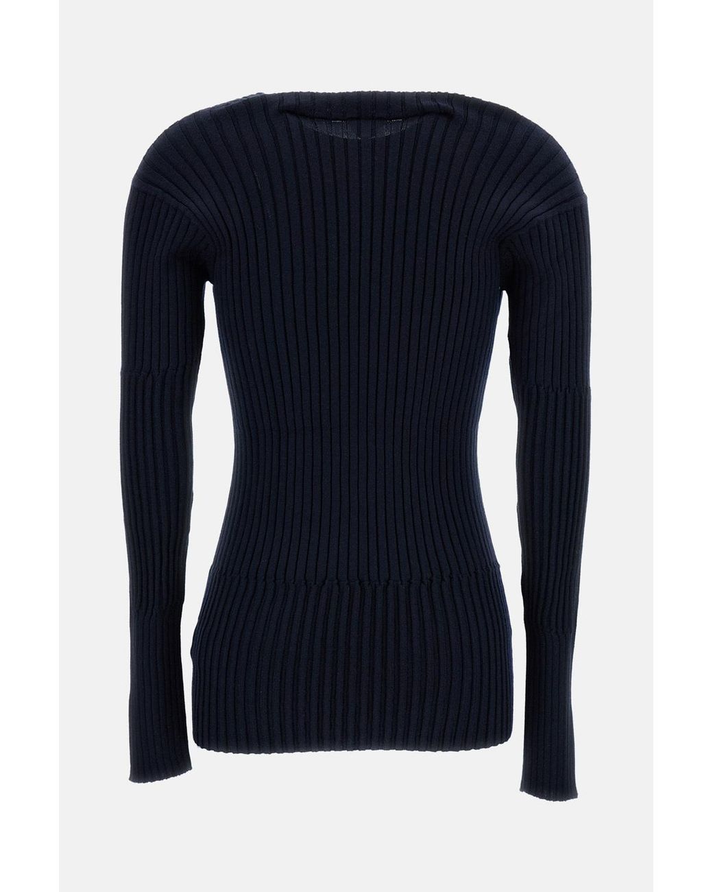 Bottega Veneta Blue Ribbed Knit Jumper
