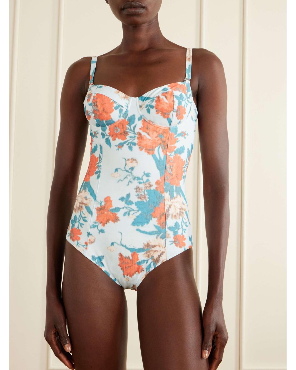 Erdem White Floral-Print Swimsuit