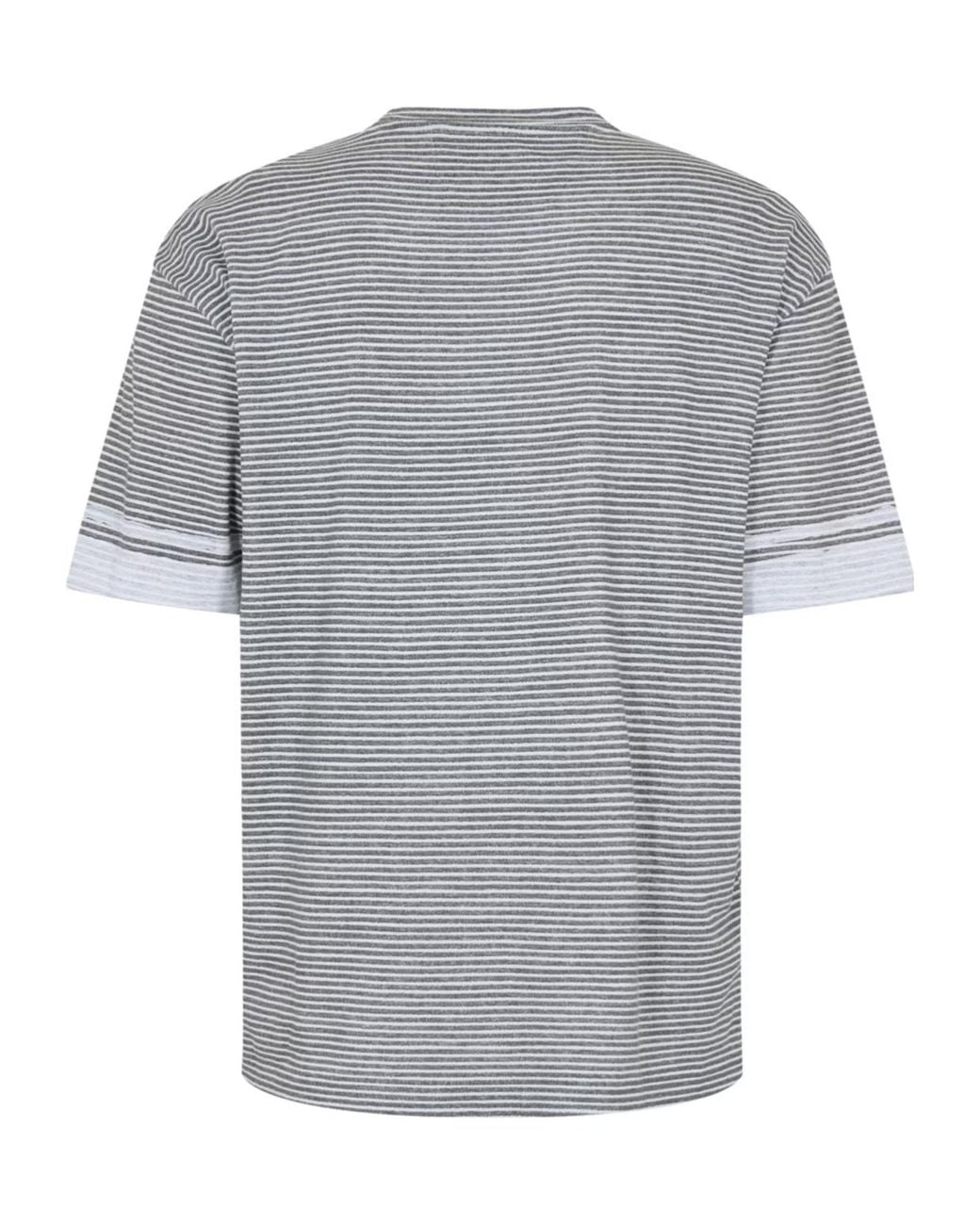 C P Company Gray Logo Striped T-Shirt for men