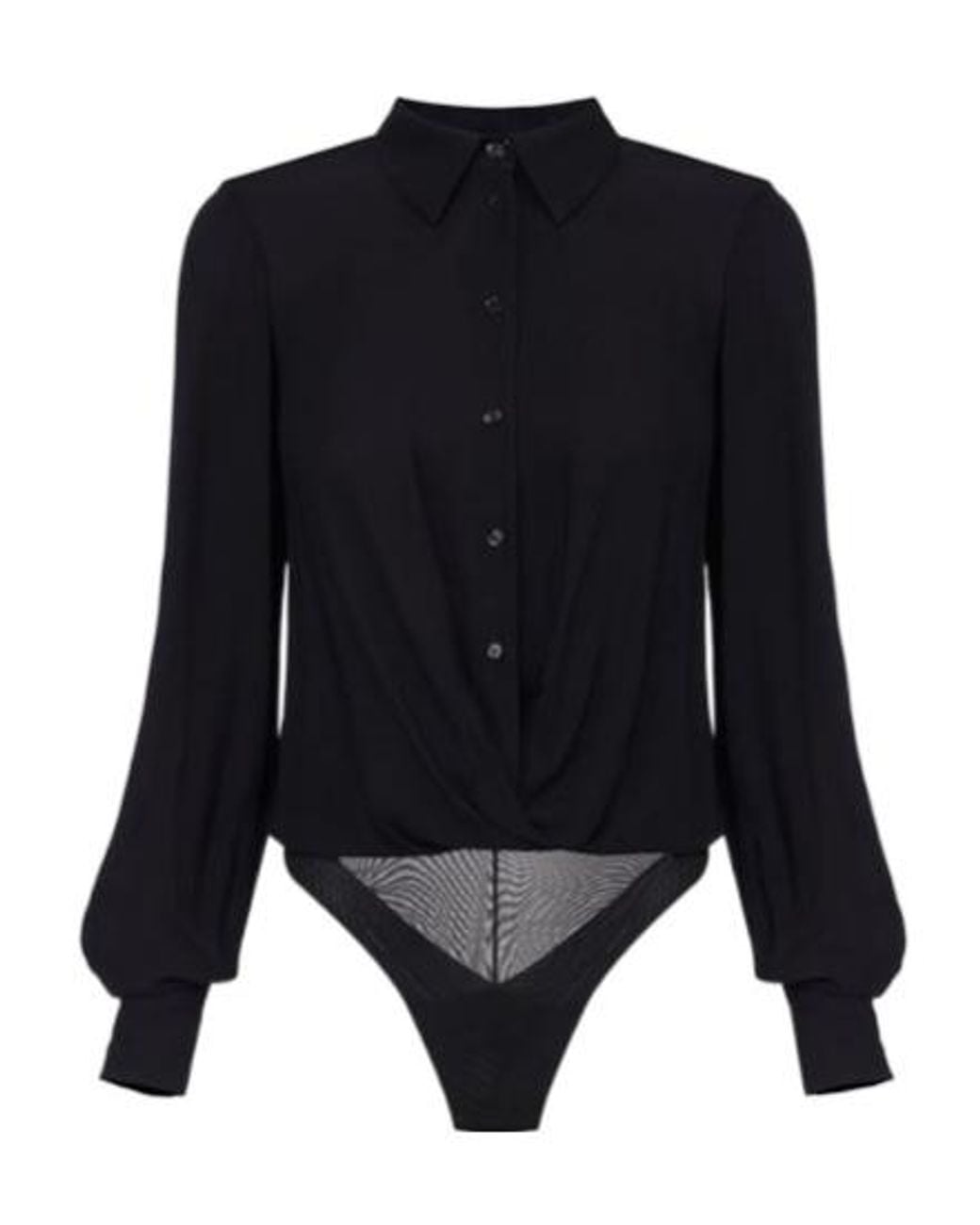Elisabetta Franchi Black Slim Fit Georgette Bodysuit