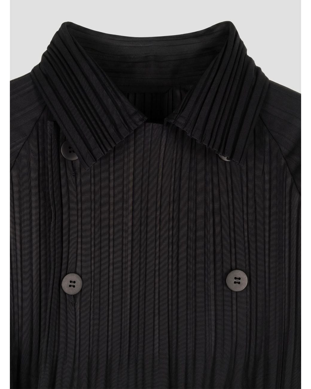 Pleats Please Issey Miyake Blue Pleats Please Issey Miyake Double-Breasted Oversized Jacket