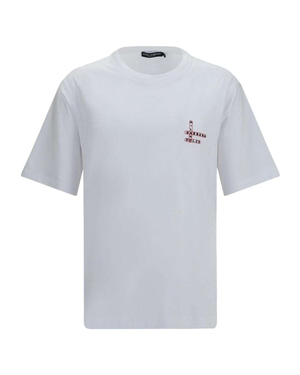 Dolce & Gabbana Blue Crossword Logo Print T-Shirt for men