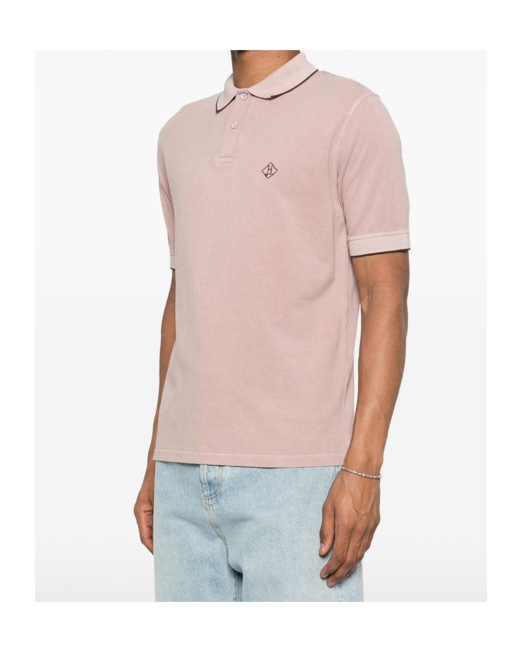 Herno Pink Logo Trim Polo Shirt for men