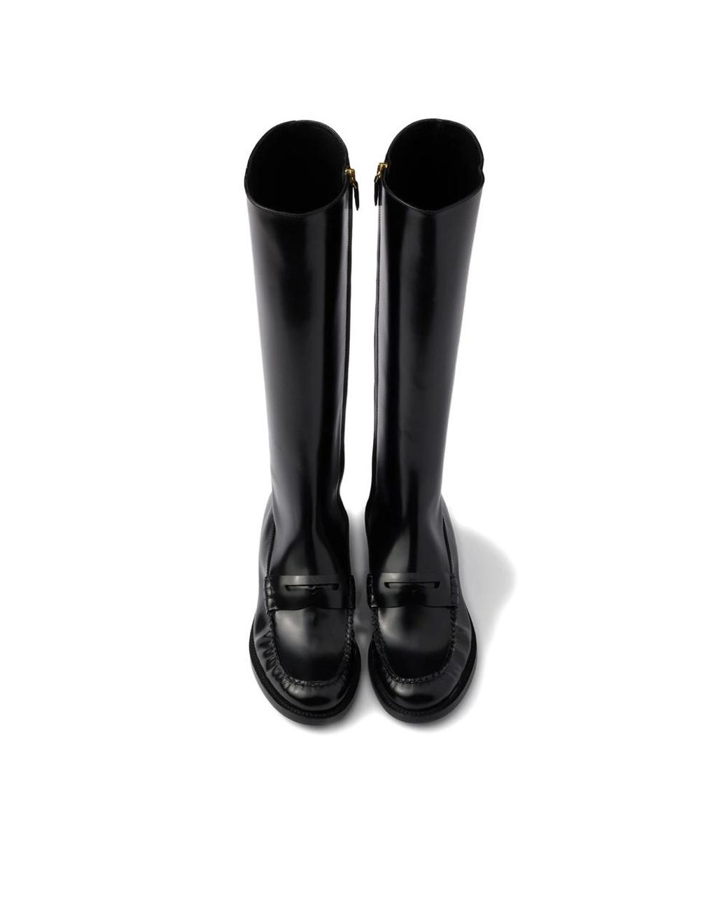Prada Black Loafer-Style Knee-High Boots
