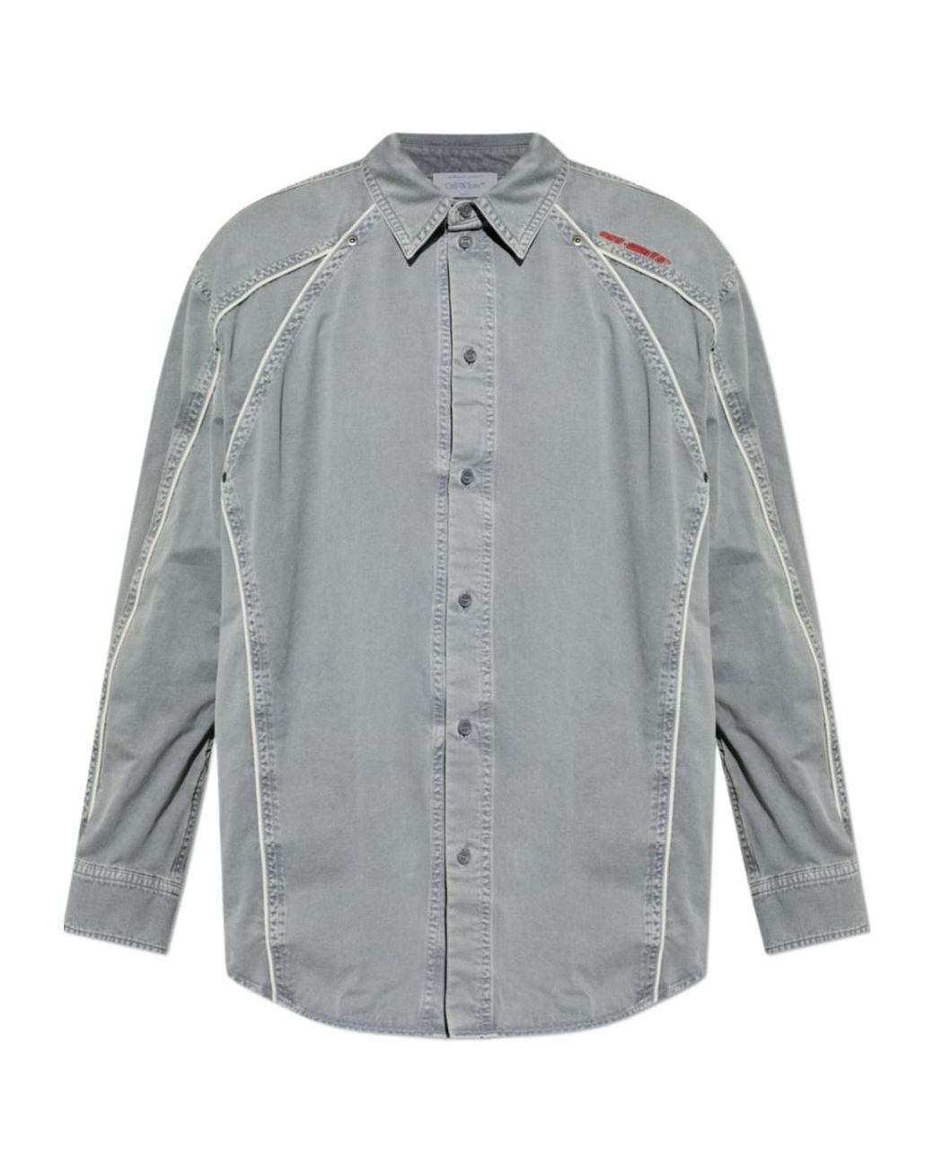 Off-White c/o Virgil Abloh Gray Logo Embroidered Button-Up Shirt for men