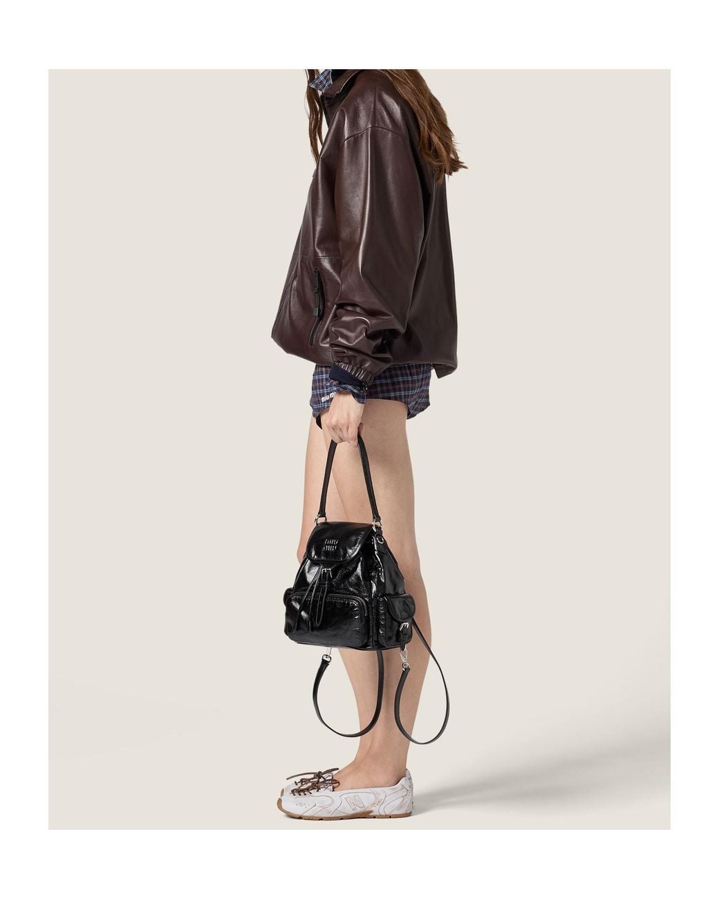 Miu Miu Black Shiny Leather Backpack