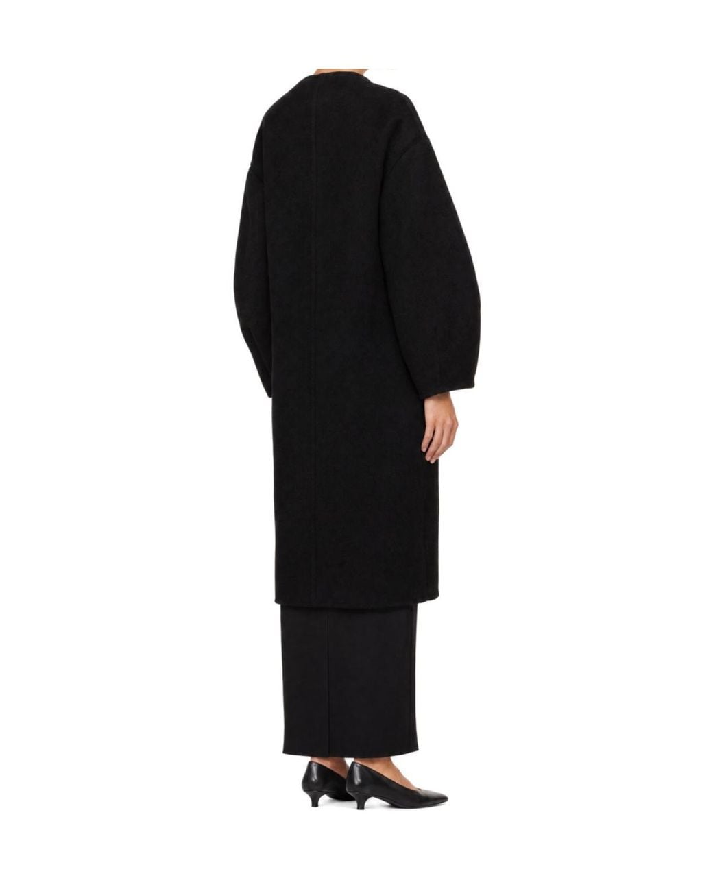 Loulou de Saison Black Round-Neck Long-Sleeved Coat