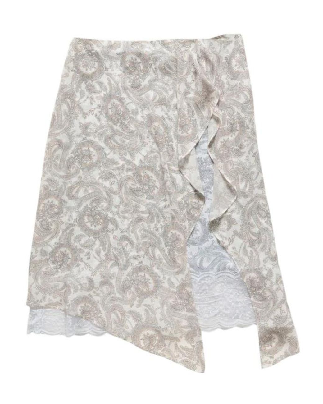 Acne Gray Paisley-Print Asymmetric Skirt