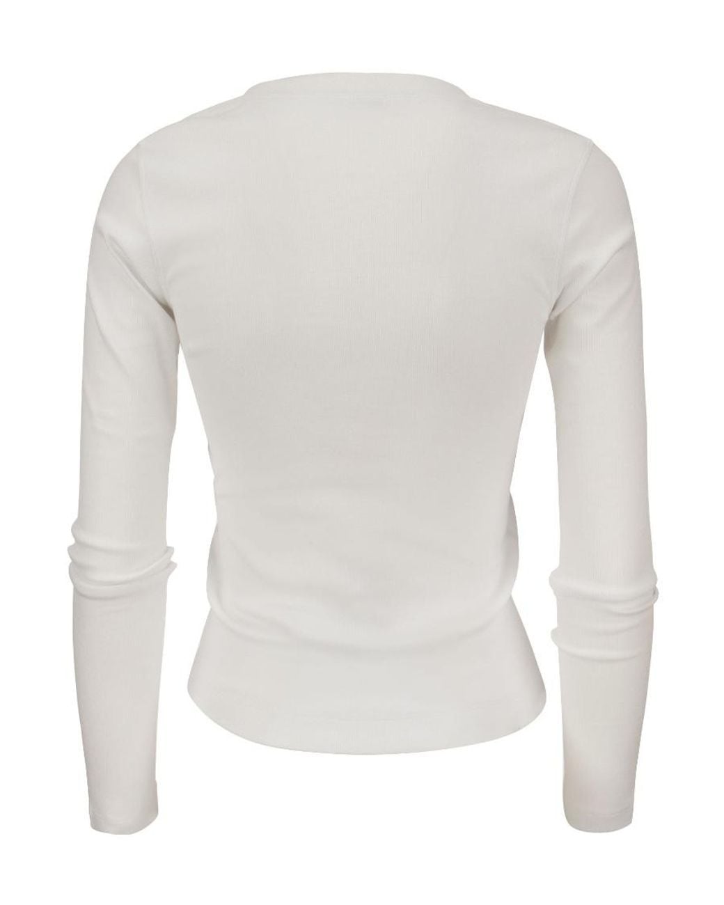 Brunello Cucinelli White V-Neck Long Sleeved Top