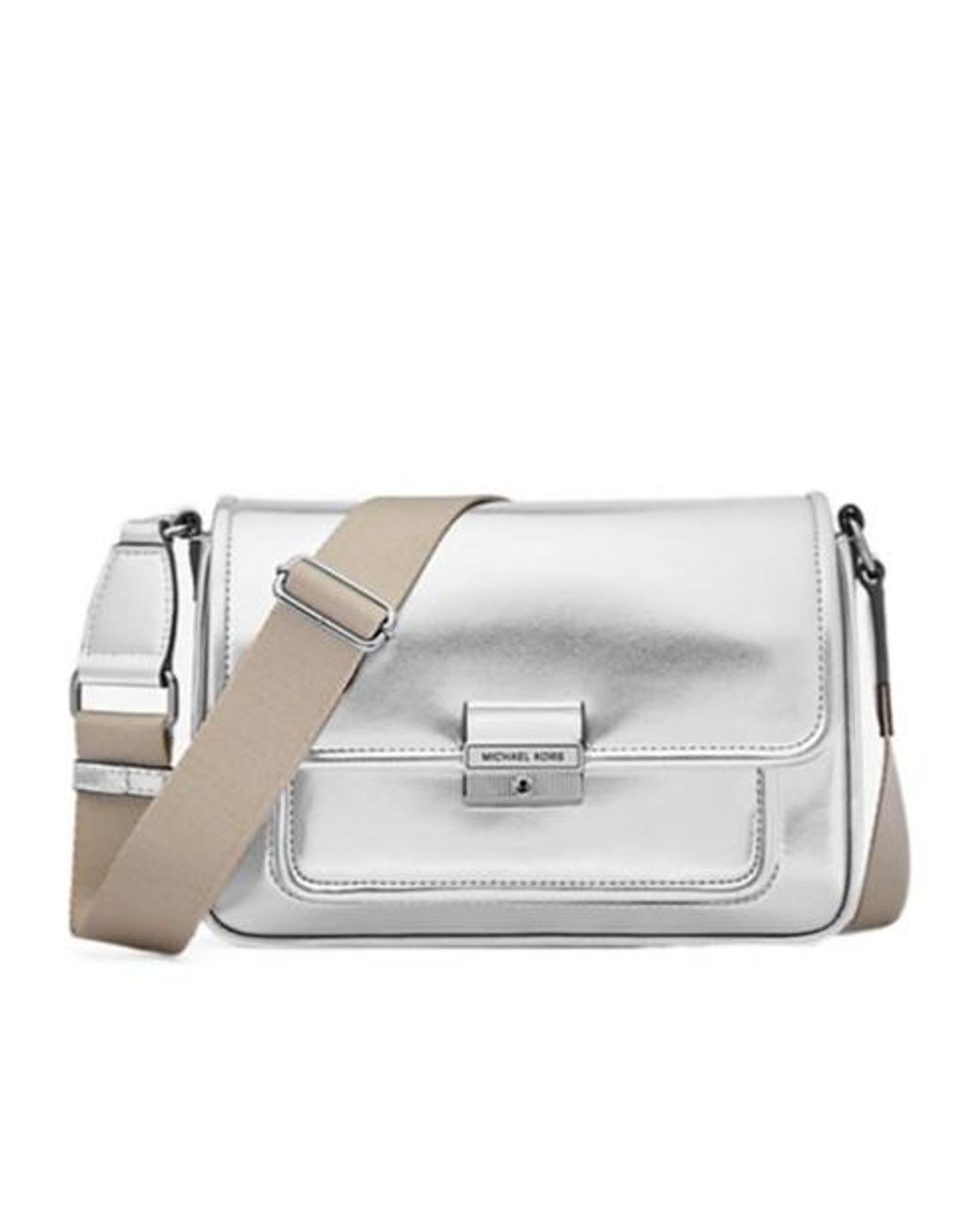 Michael Kors Gray Bradshaw Medium Metallic Messenger Bag