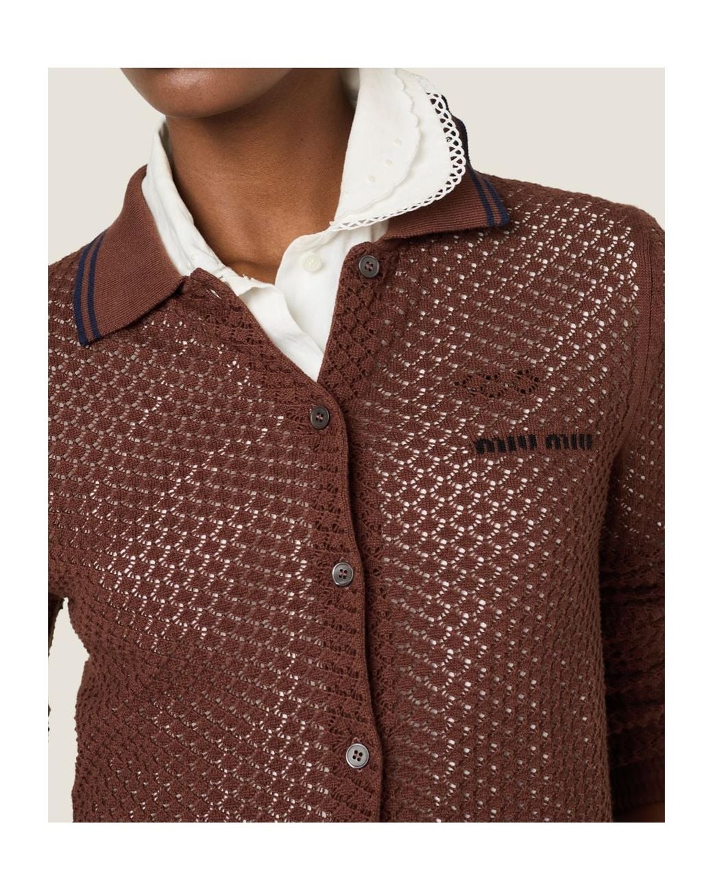 Miu Miu Brown Button-Up Cardigan