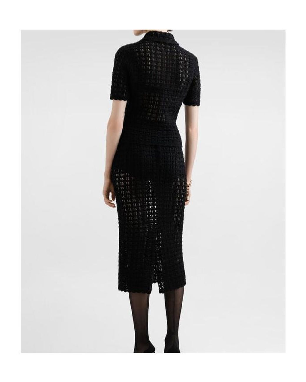 Dolce & Gabbana Black Open-Knit Polo Shirt