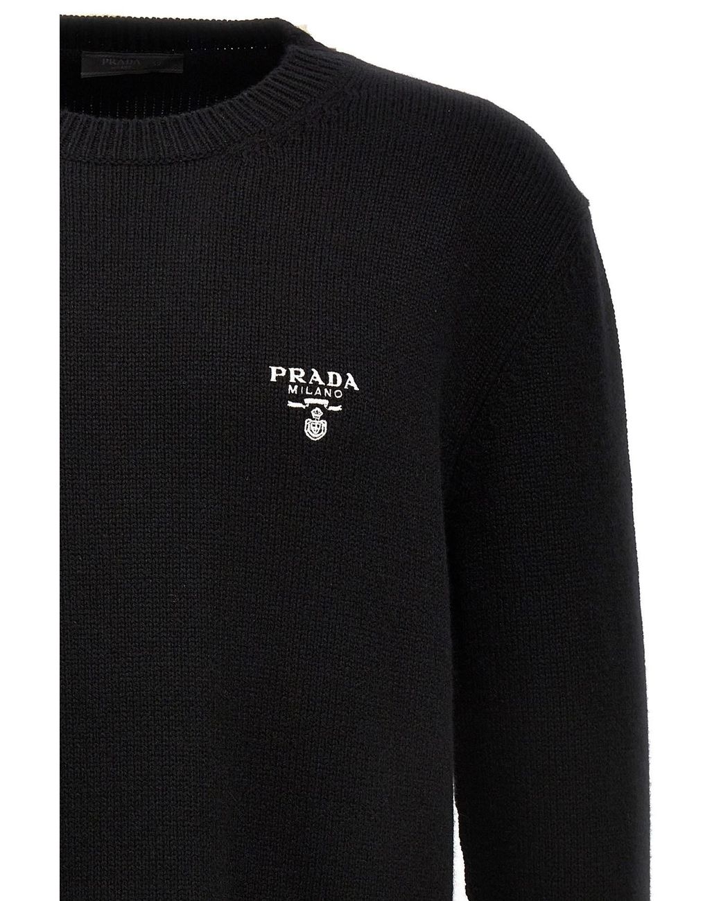 Prada Black Long-Sleeved Cashmere Sweater for men