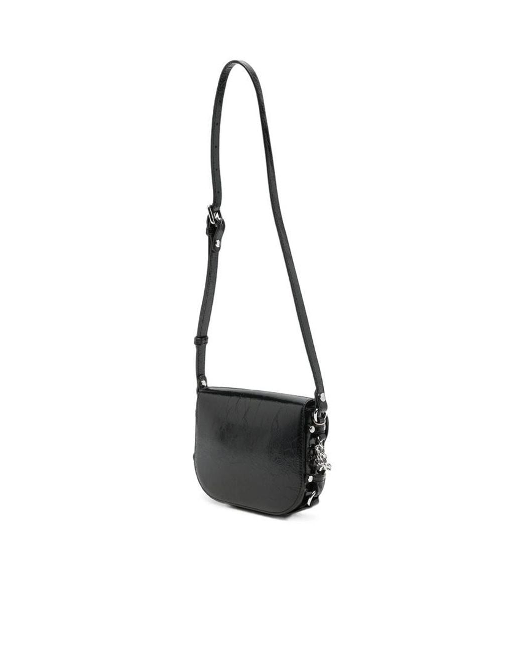 Vivienne Westwood White Orb-Plaque Crinkled-Finish Shoulder Bag