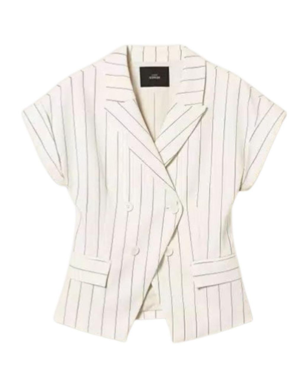 Twinset White Double-Breasted Pinstriped Vest