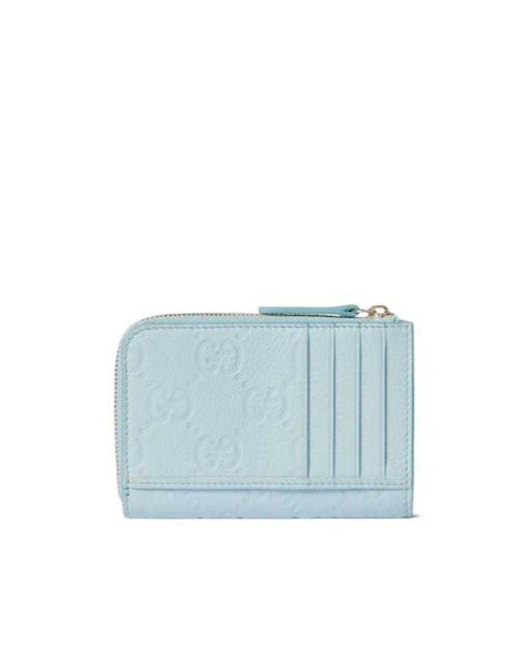 Gucci Blue Gg Emblem Zip Card Case
