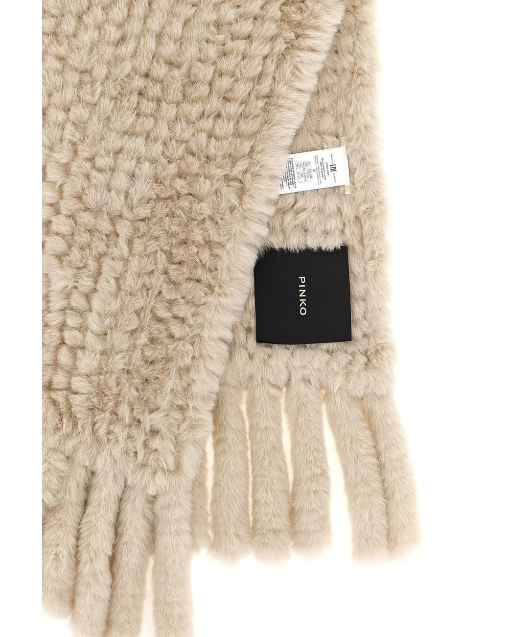 Pinko White Faux-Fur Fringed Scarf