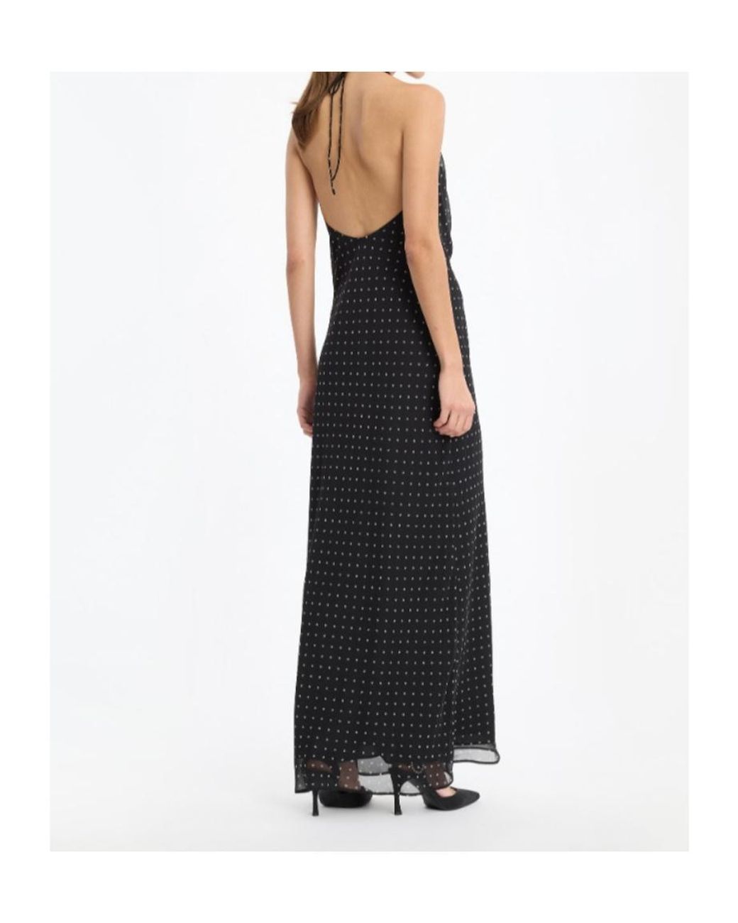 ROTATE BIRGER CHRISTENSEN Black Chiffon Halterneck Dress