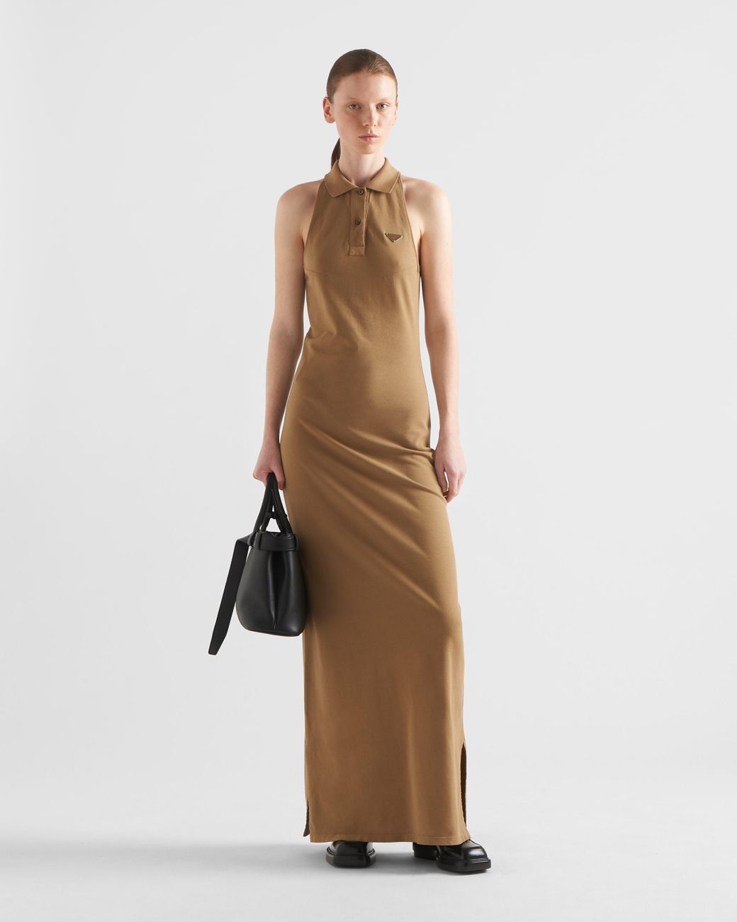 Prada Piqué Dress in Natural | Lyst