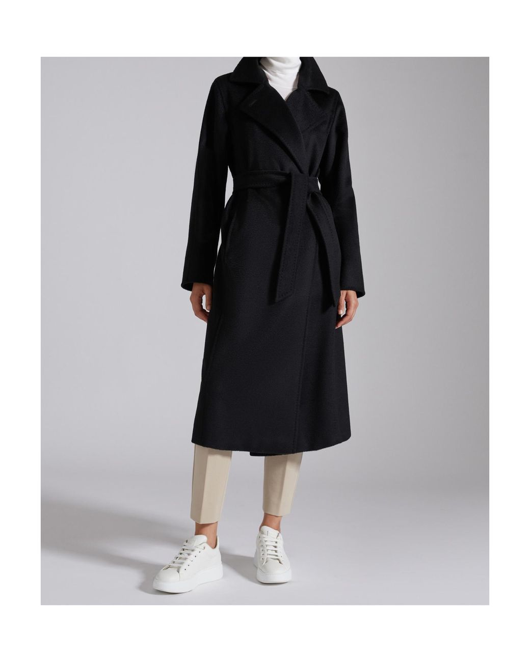 Max Mara Black Tie A Belt Overcoat