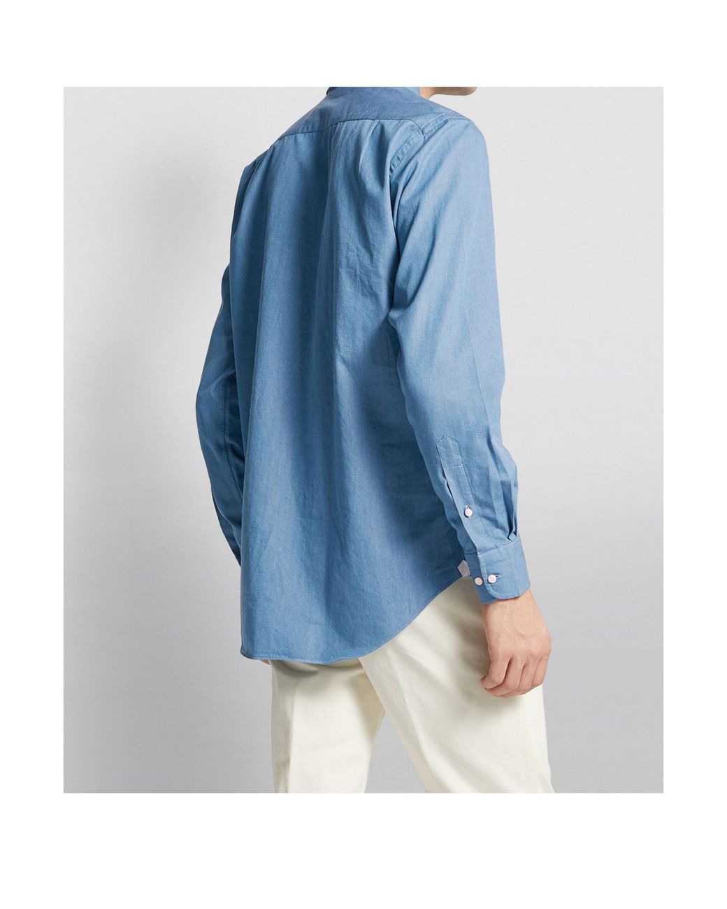 Loro Piana Blue Chest Pocket Long-Sleeved Shirt for men
