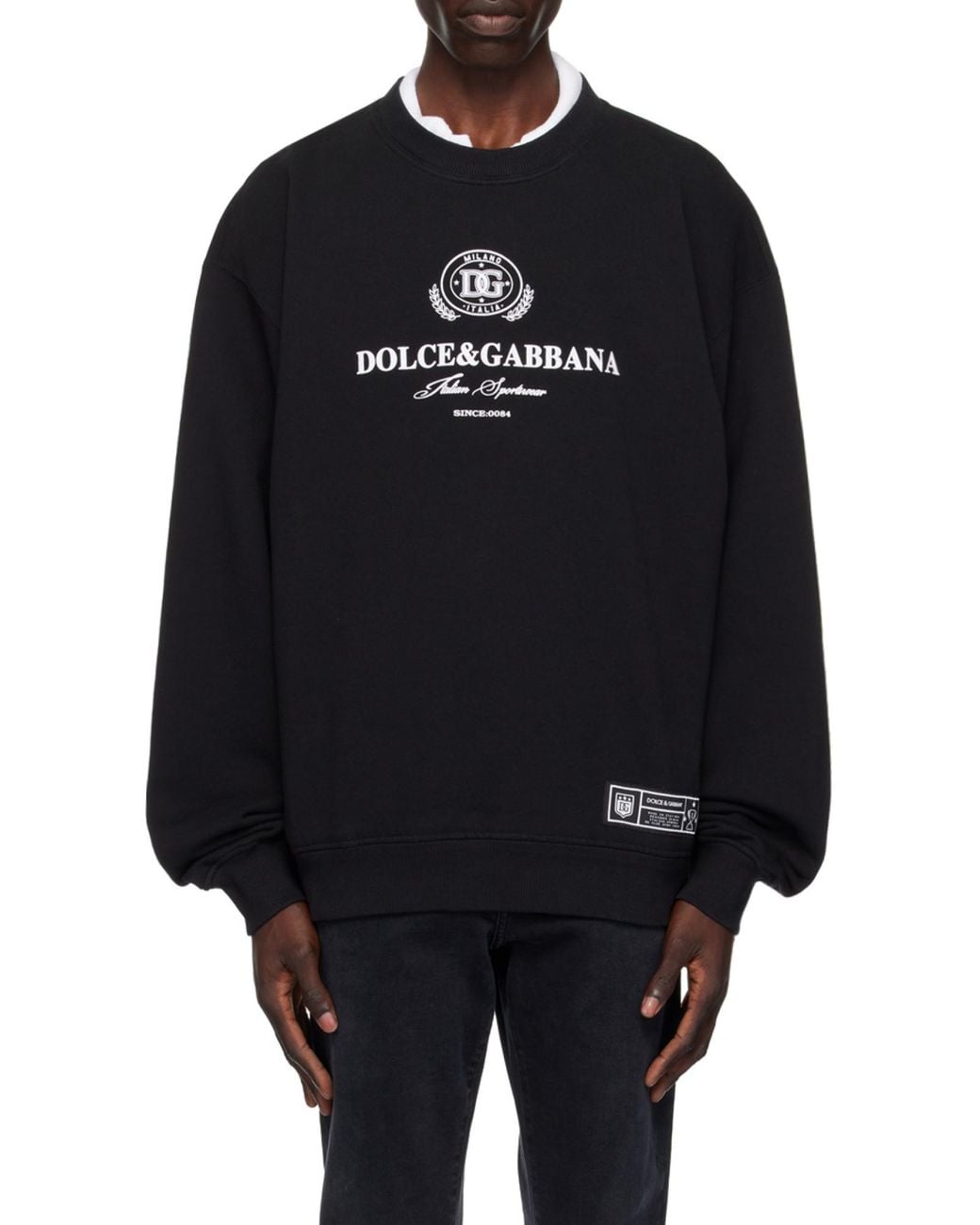 Dolce & Gabbana Black Logo Printed Jersey Sweatshirt for men