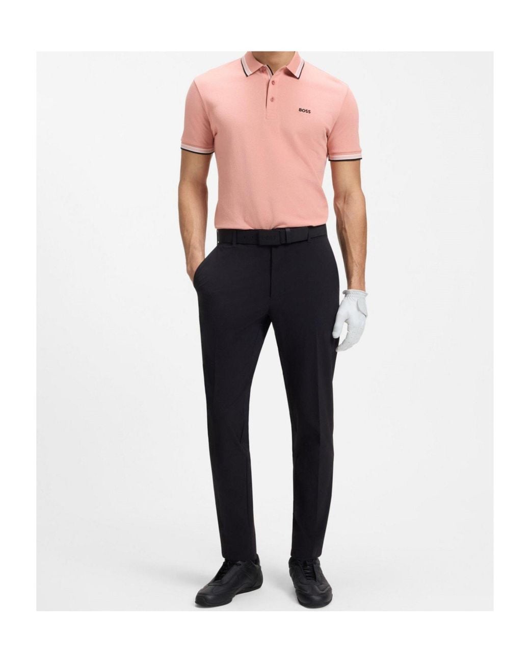 Boss Pink Shortsleeve Polo Shirt With Trimcollar for men