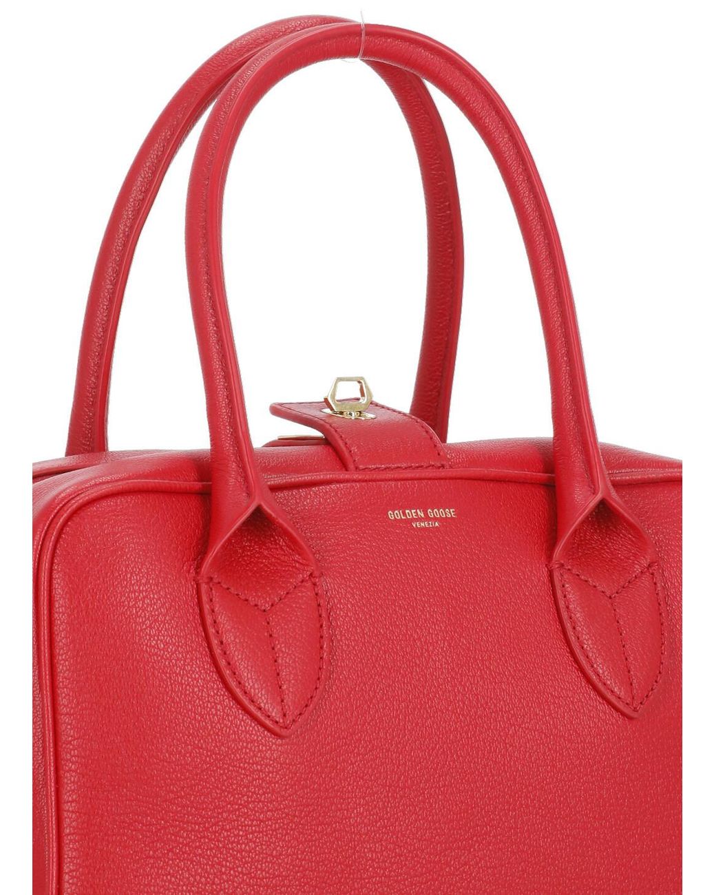 Golden Goose Deluxe Brand Red Logo Printed Zipped Tote Bag