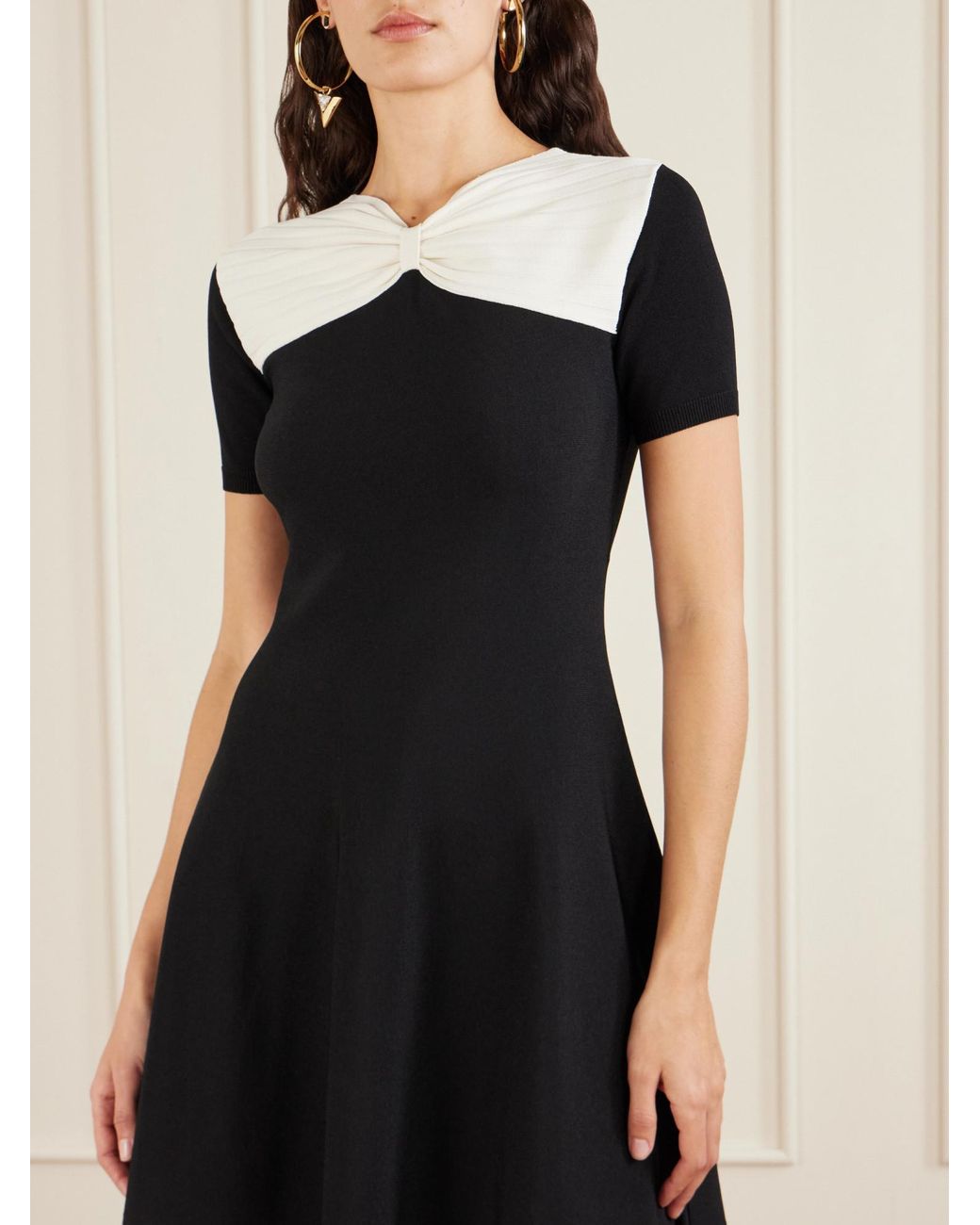 Valentino Black Bow Detailed Short-Sleeved Mini Dress