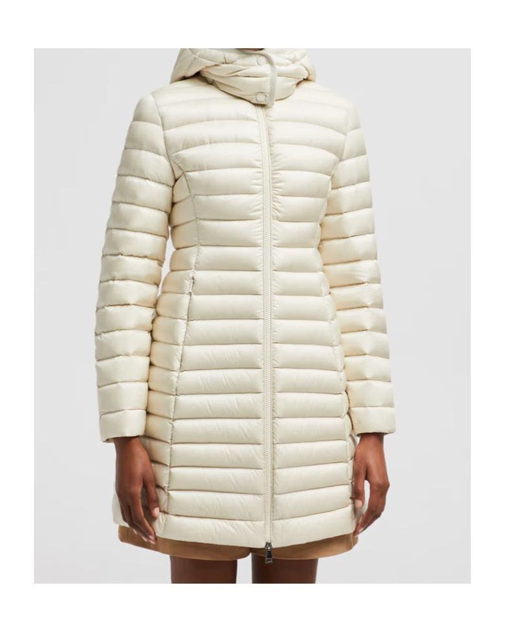 Moncler White Igelong Hooded Long Down Jacket
