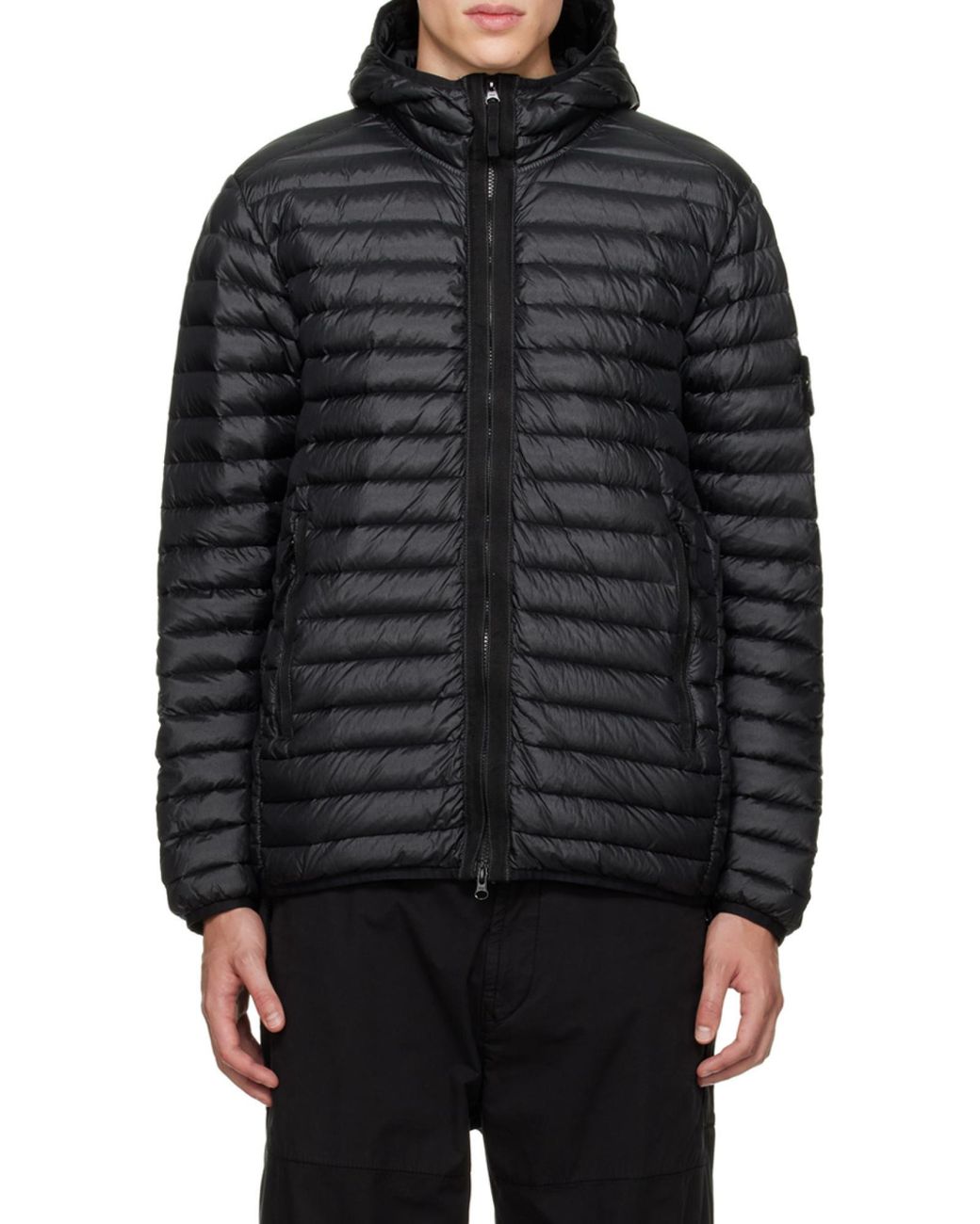 Stone Island Gray Zip-Up Puffer Jacket for men
