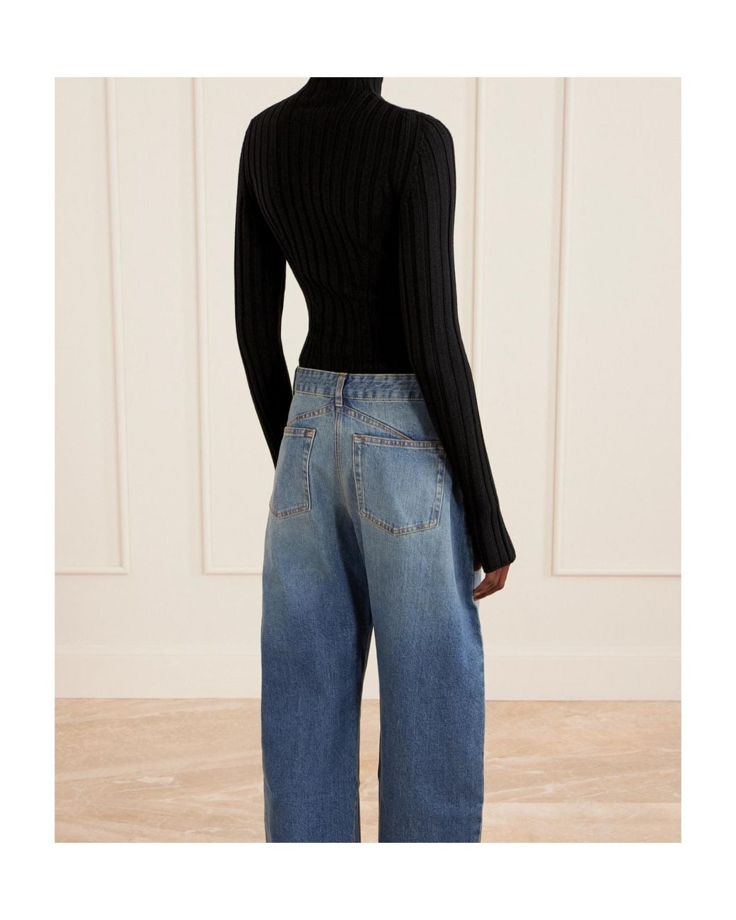 Alaïa Black Ribbed Wool Turtleneck Bodysuit