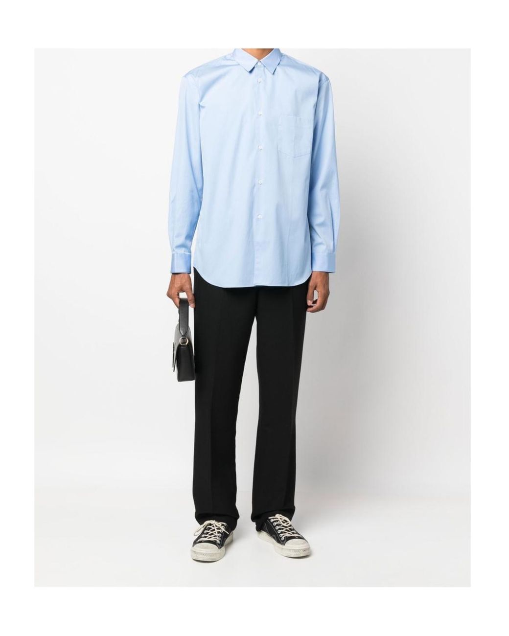 Comme des Garçons Blue Comme Des Garçons Shirt Curved Hem Buttoned Shirt for men
