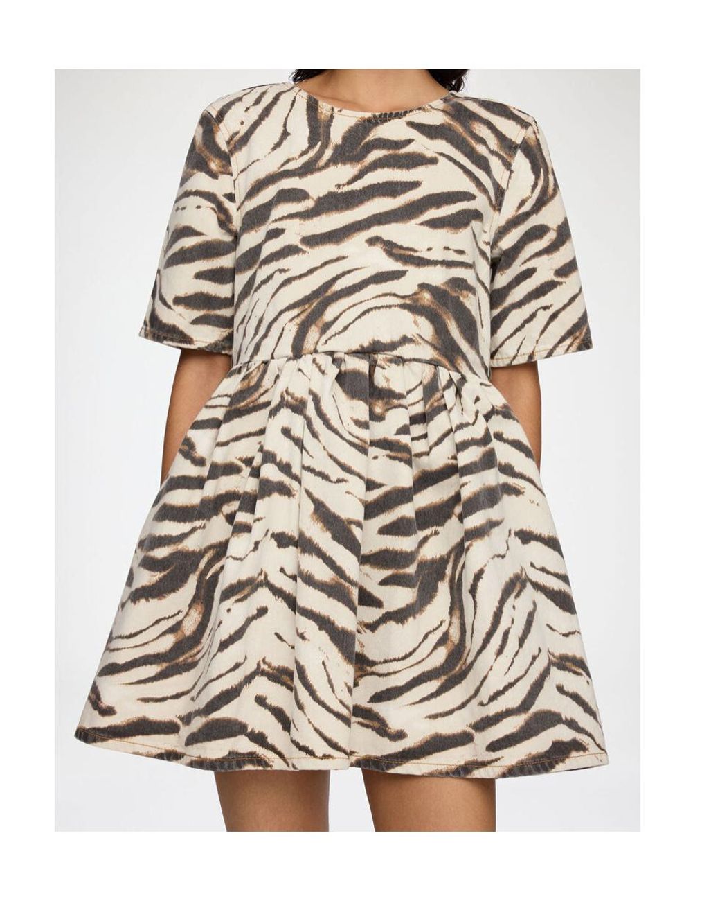 Ganni Multicolor Zebra Denim Mini Dress