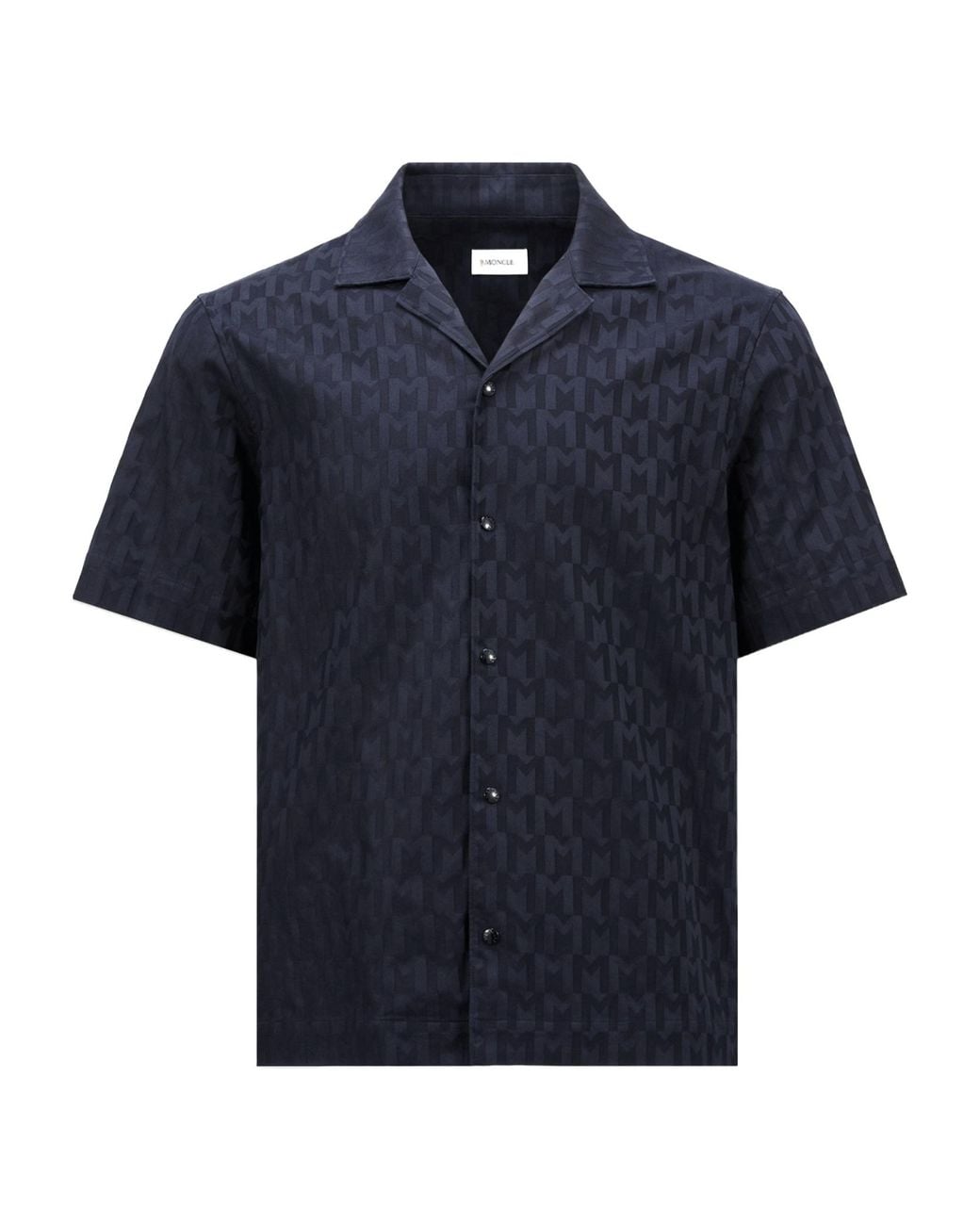 Moncler Blue Monogram Jacquard Cotton Shirt for men