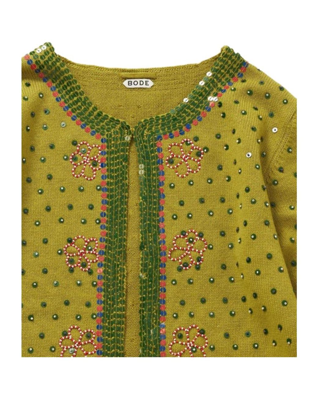 Bode Green Fairyfloss Embellished Cardigan