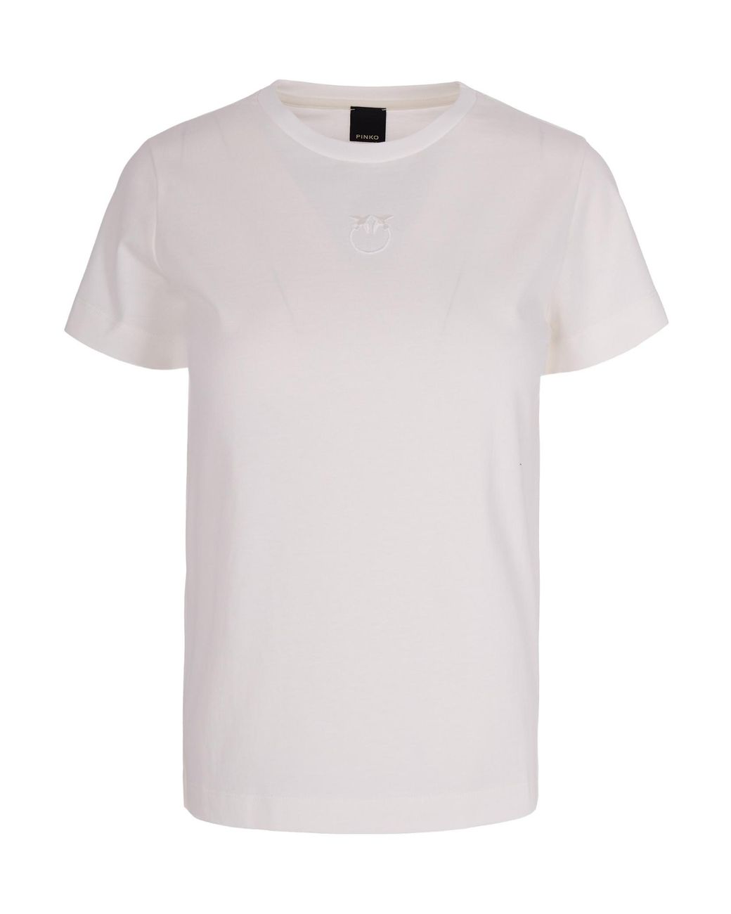 Pinko White T-Shirt With Love Birds Embroidery