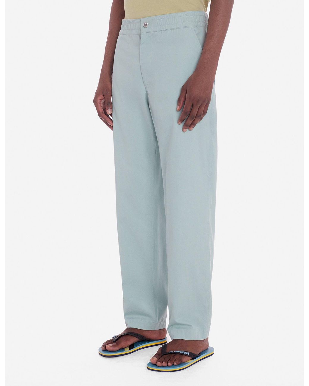 Maison Kitsuné Blue Maison Kitsuné Logo Embroidered Straight-Leg Trousers for men