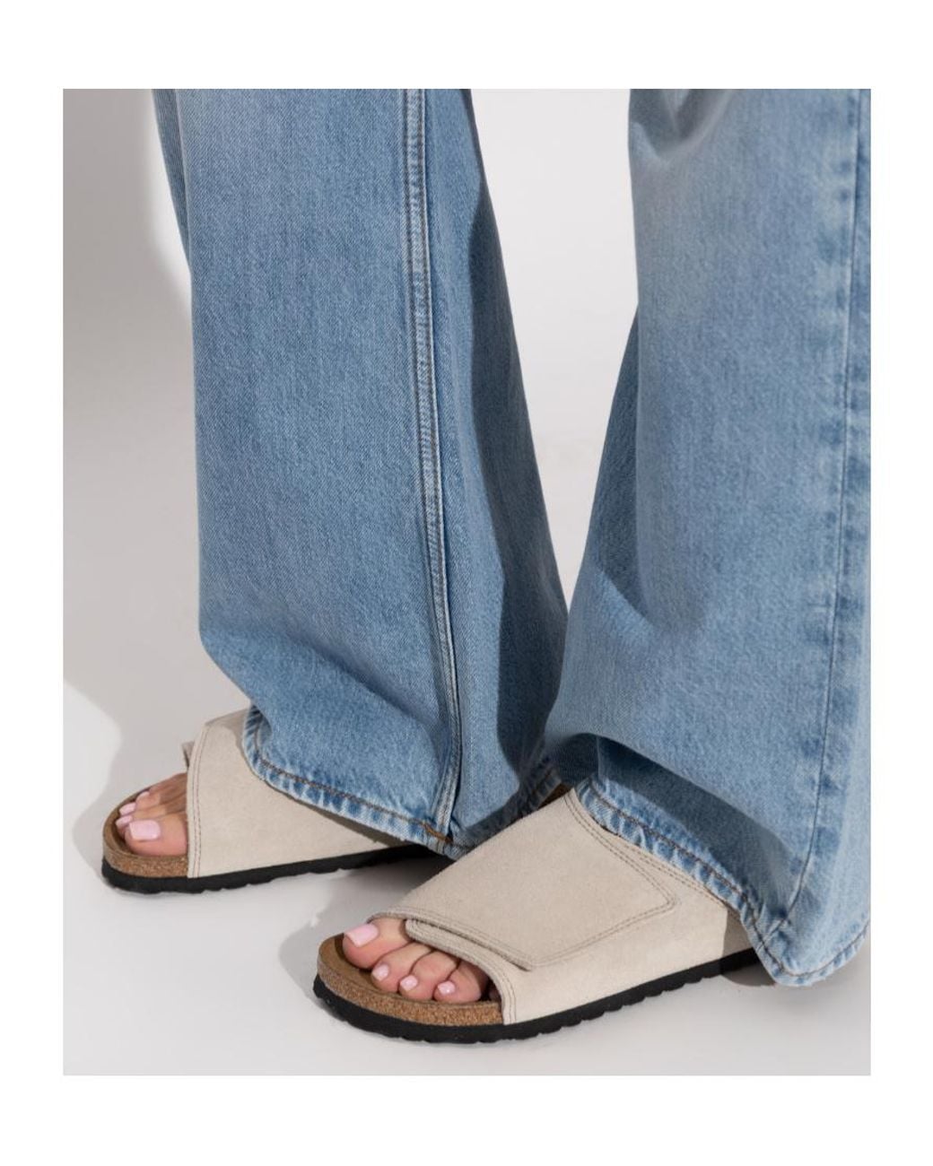Birkenstock White Solana Velcro Slides
