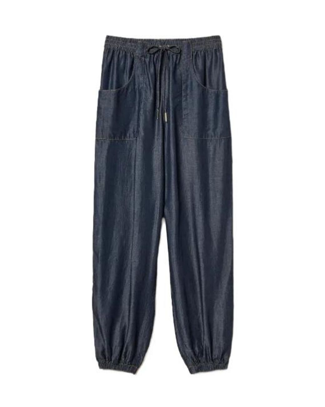 Twinset Blue Drawstring Denim Sweatpants