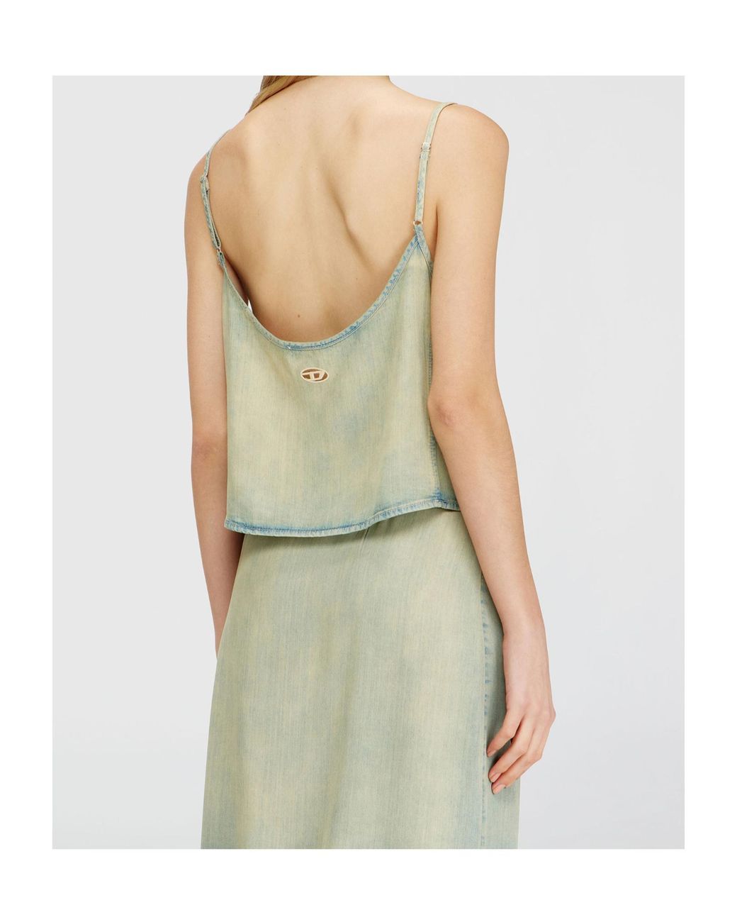 DIESEL Multicolor De-Mery- Lace-Trim Denim Top