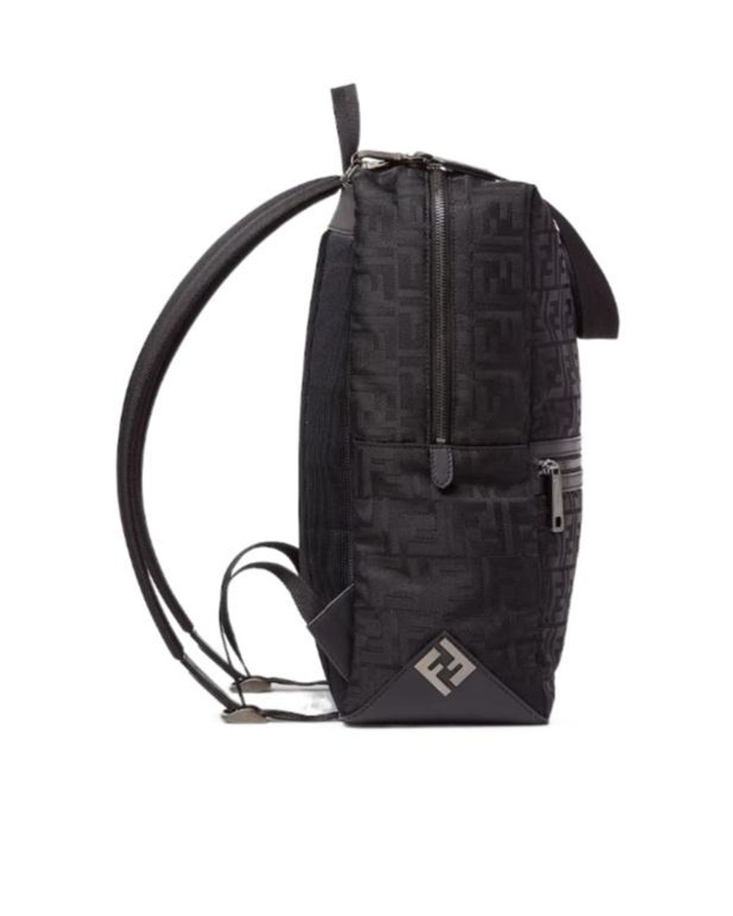 Fendi Black Lui Ff Jacquard Backpack for men
