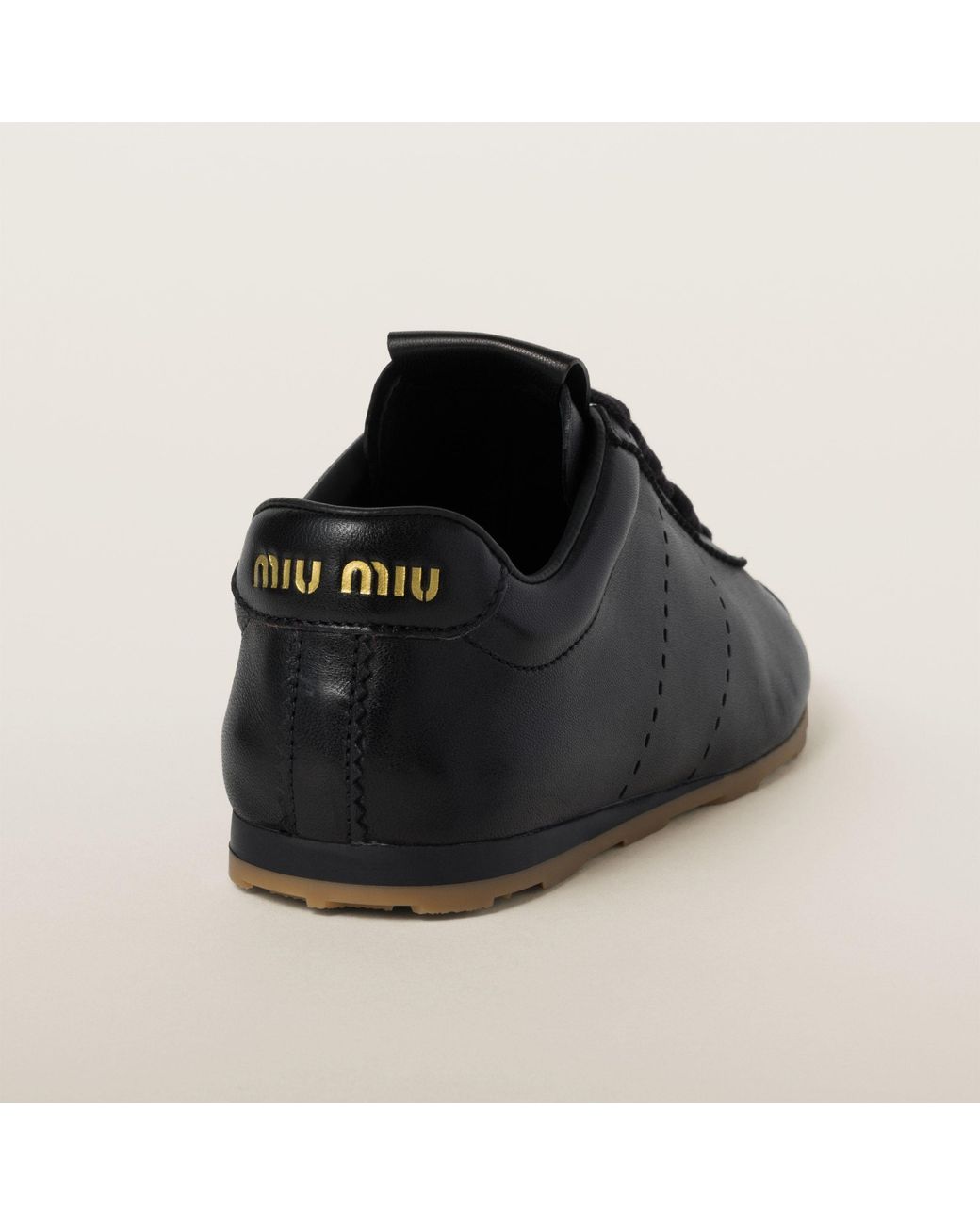 Miu Miu Black Plume Leather Sneakers