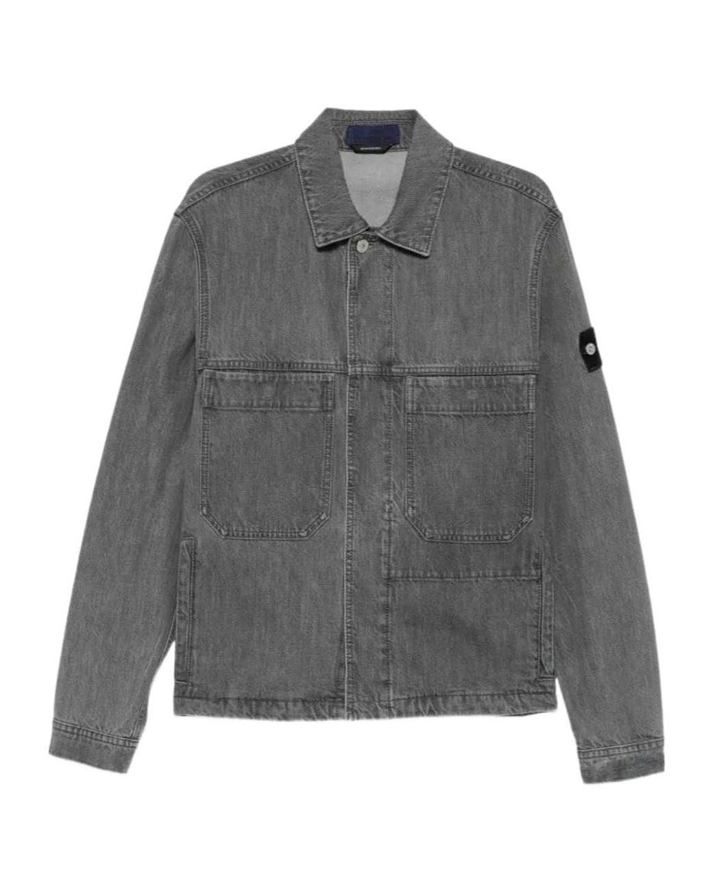 Stone Island Gray Long-Sleeve Casual Jacket for men
