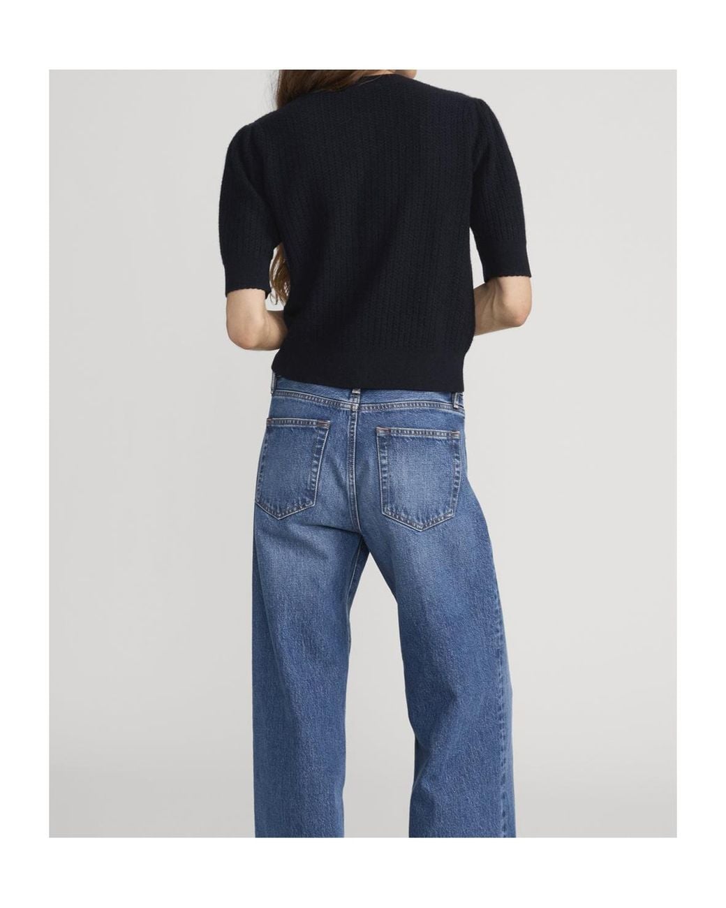 FRAME Blue Short Sleeve Crewneck Cardigan